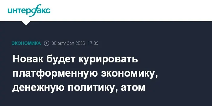 Новак будет курировать платформенную экономику, денежную политику, атом