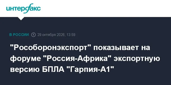 "Рособоронэкспорт" показывает на форуме "Россия-Африка" экспортную версию БПЛА "Гарпия-А1"