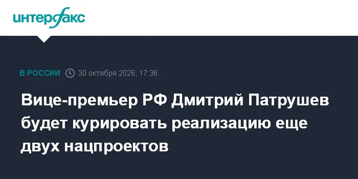 Вице-премьер РФ Дмитрий Патрушев будет курировать реализацию еще двух нацпроектов