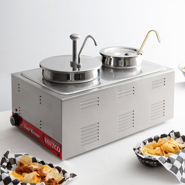 ServIt Twin Well 7.5 Qt. Countertop Food Warmer with Digital Controls, 2  Insets, 2 Covers, and 2 Ladles - 120V, 1500W