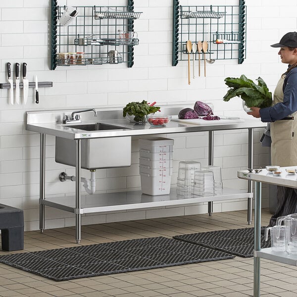 Regency 30" x 72" 16 Gauge Stainless Steel Work Table with Sink