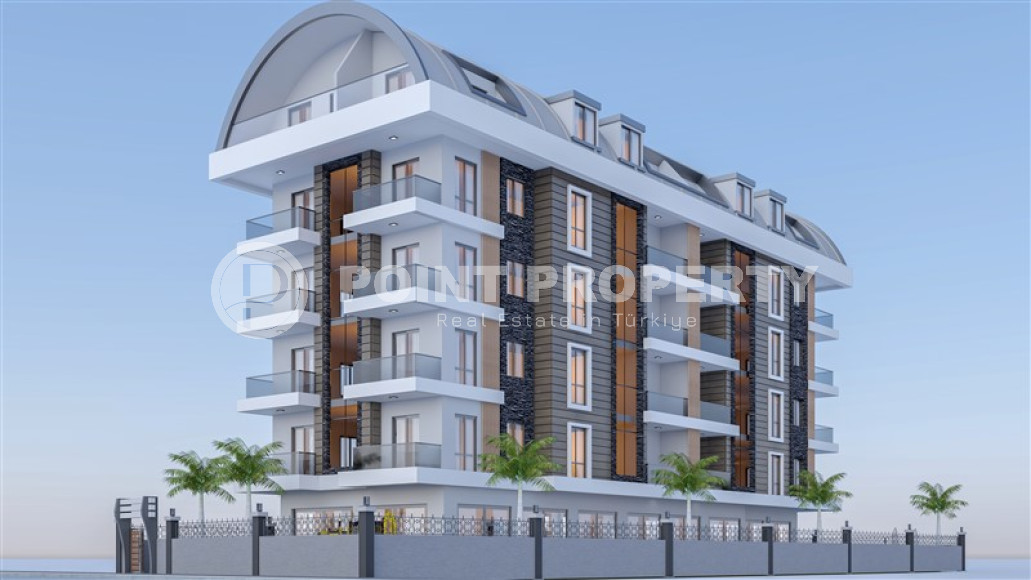 Двухкомнатная квартира, 50м², в комплексе на этапе строительства в центре Алании, 150м от пляжа Кейкубат-id-1676-фото-1