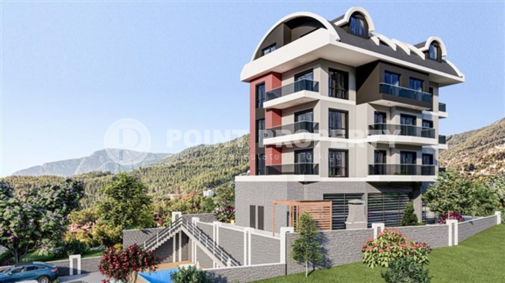 Inexpensive 1+1 apartment in a complex under construction, Upper Oba district, Alanya, away from the sea-id-3128-photo-1