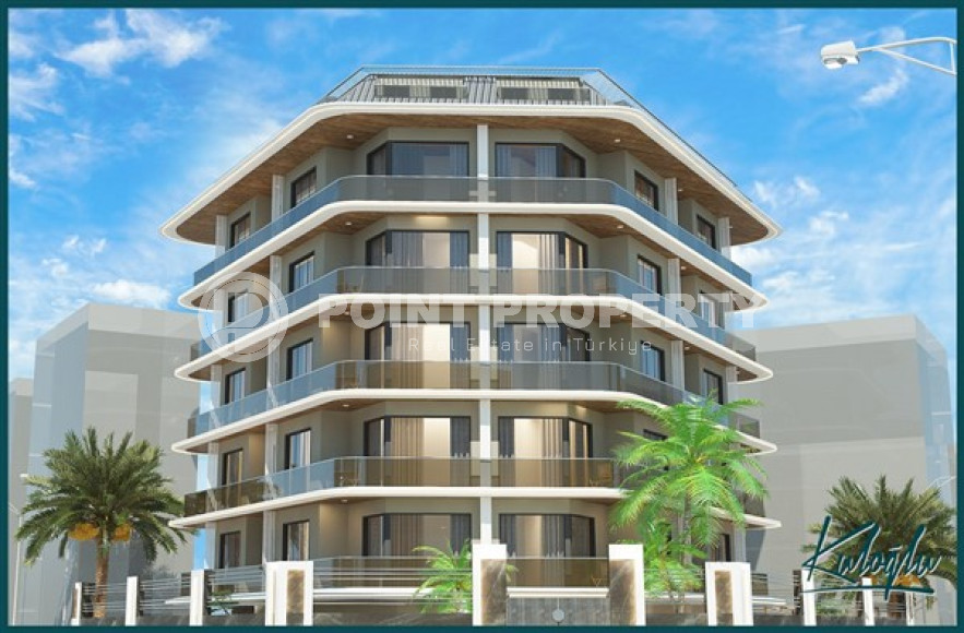 Новые двухкомнатные апартаменты 56 м2 в строящейся малоэтажной резиденции, центр Аланьи, Кейкубат-id-3663-фото-1