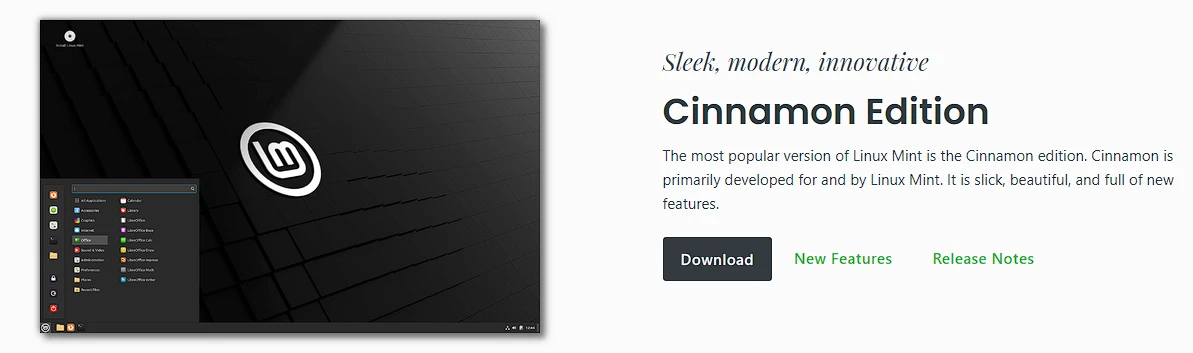 Cinnamon Edition - популярная и основная версия дистрибутива с рабочим столом cinnamon.