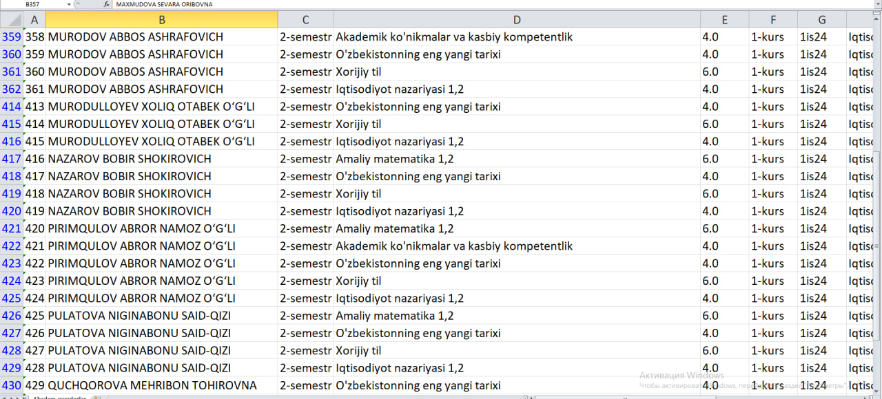 1is24 guruh fanlardan qarzdor talabalar 