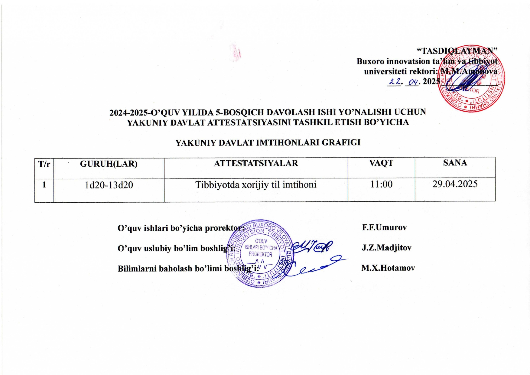 5-kurs Davolash ishi IELTS