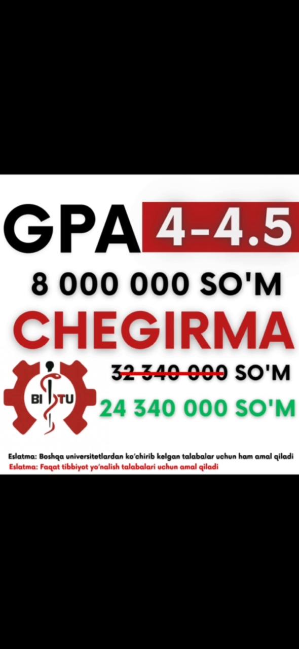 2025-2026 o`quv yili GPA chegirmasi kimlarga amal qiladi?