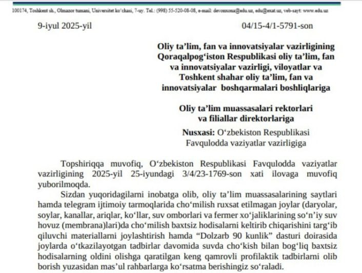 Sizning hayotingiz biz uchun muhim!!!!