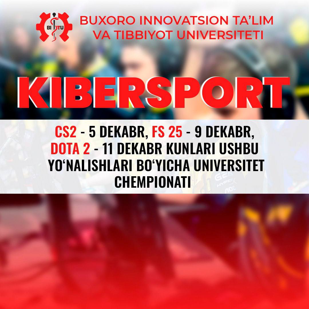  "KIBERSPORT" yo'nalishi bo'yicha universitet chempionati