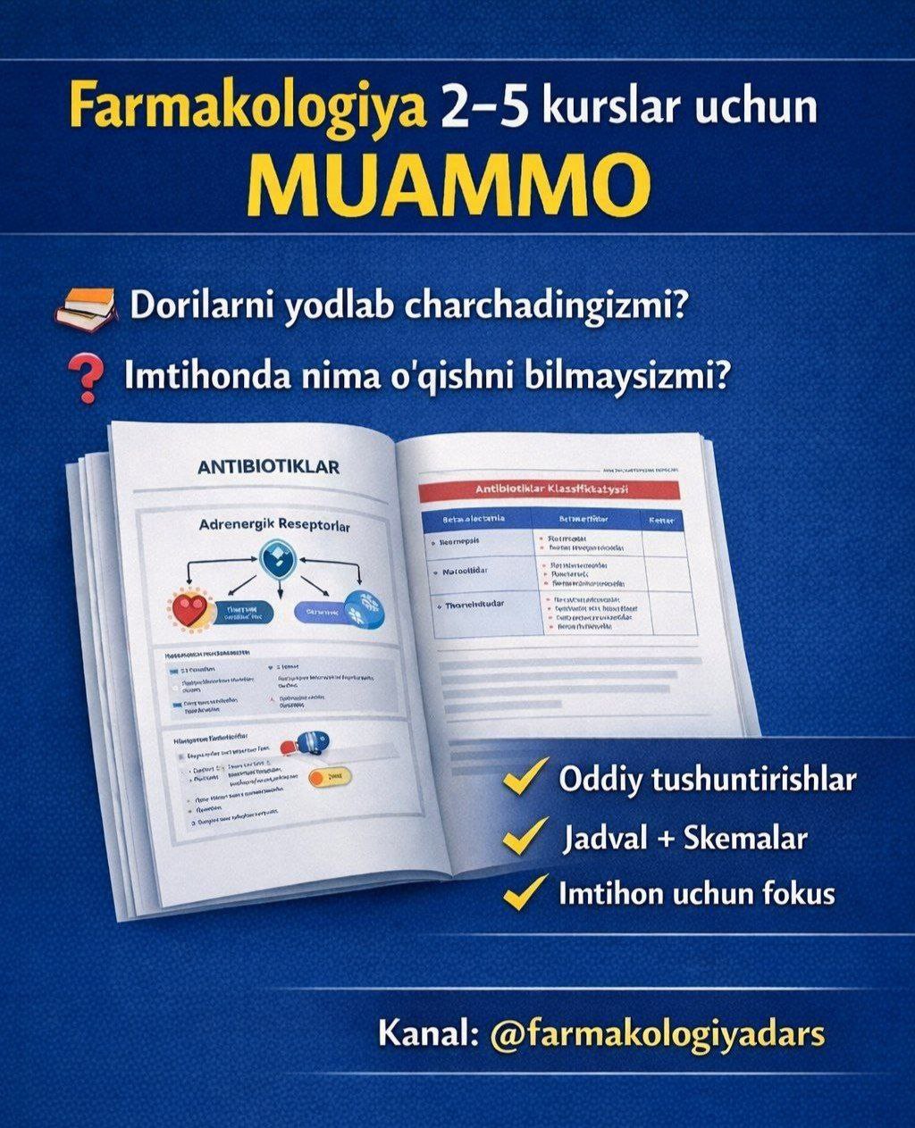 Farmakologiya fanidan maxsus o'quv kursi
