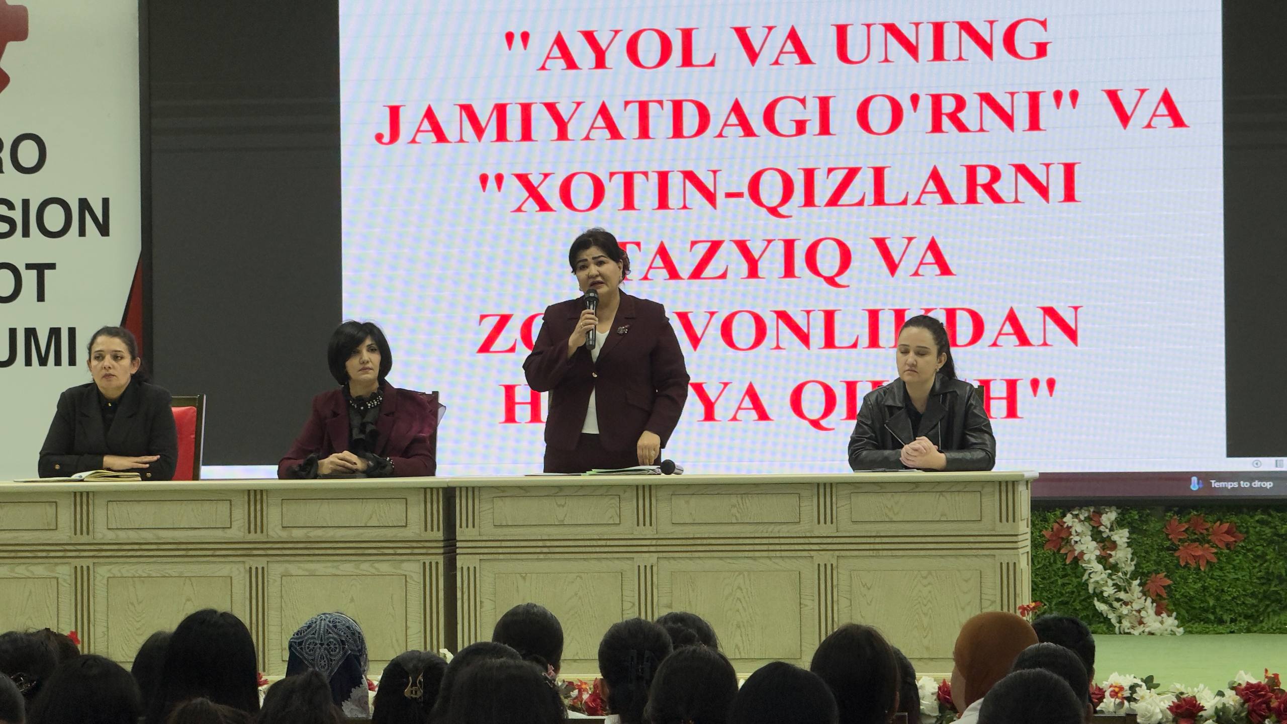 "Ayol va uning jamiyatdagi o'rni" va "Xotin-qizlarni tazyiq va zo'ravonlikdan himoya qilish
