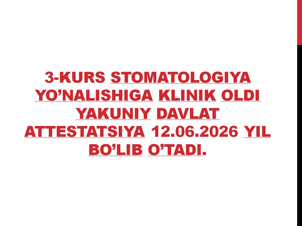 3-kurs Stomatologiya Klinik oldi imtihoni 