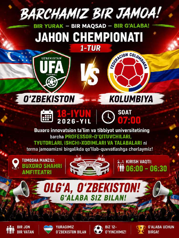 🇺🇿 O‘ZBEKISTON 🆚 KOLUMBIYA 🇨🇴
