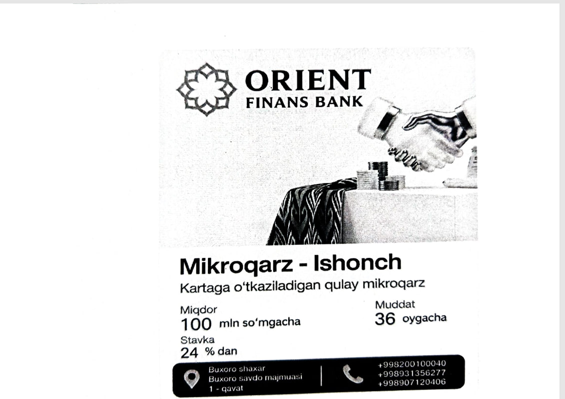 TA'LIM KRIDITI OLISH UCHUN ORIENT FINANS BANK