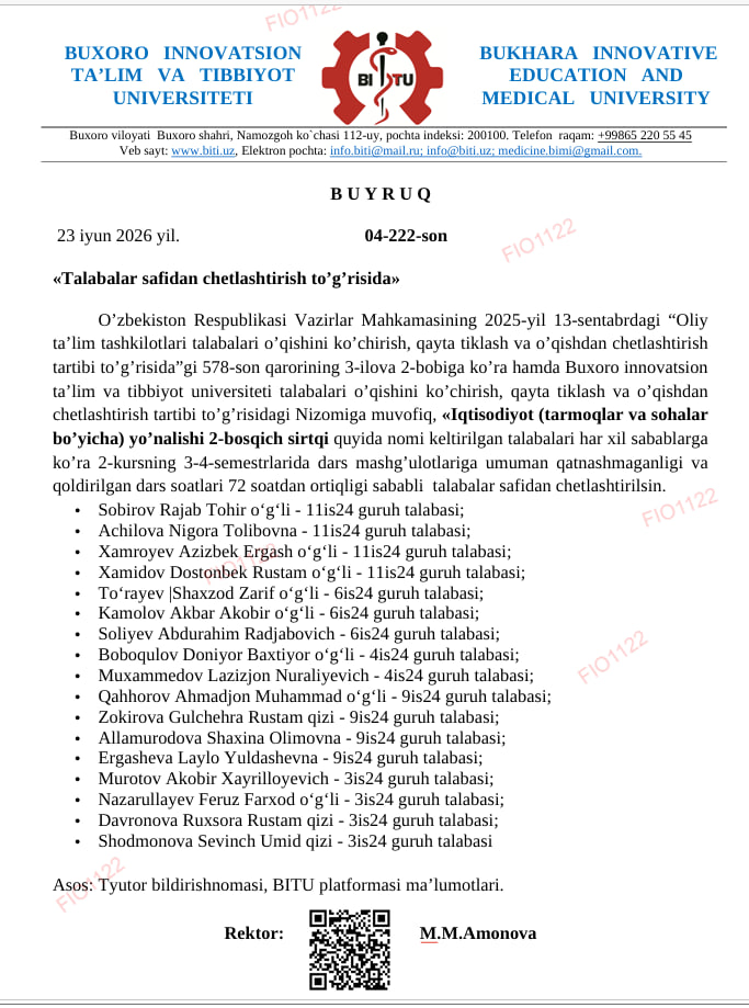 Talabalar safidan chetlatildi 